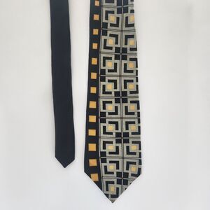 Gianfranco Ruffini Geometric Multicolored 100% Silk Neck Tie in Black & Gold